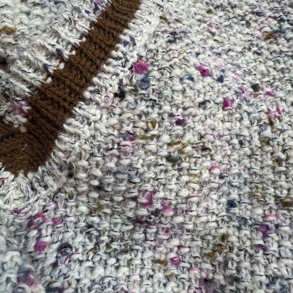 Mystree Women’s M Sweater Gray Confetti Knit V-Neck Pullover Donegal Tweed Style - Picture 4 of 8